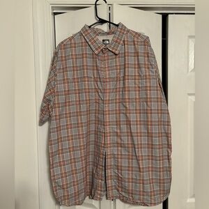 The North Face Men's Casual Plaid Shirt - Gray and Orange